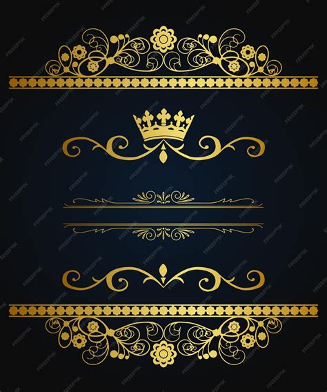 Premium Vector Set Of Decorative Vintage Frames And Borders Set Gold