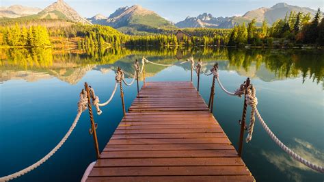 Nature Landscape Trees Forest Mountains Rocks Lake House Water