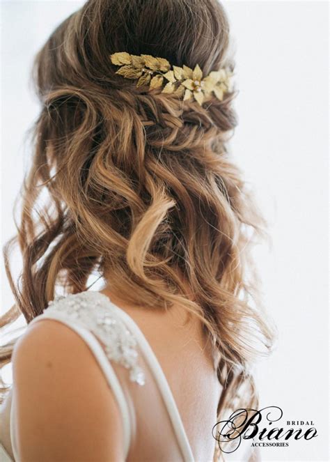 Gold Leaf Bridal Hair Comb Wedding Hair Comb Rustic Woodland