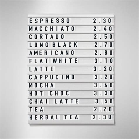 Café Letter Menu Board White – 'The Goods' Signs London