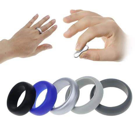 5pcs 8mm Size 7 11 Hypoallergenic Crossfit Flexible Rubber Silicone Ring Finger Rings For Men