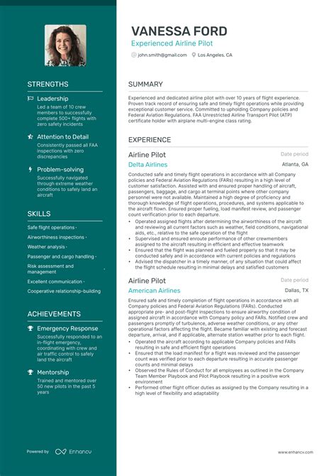 20 Pilot Resume Examples And Guide For 2025