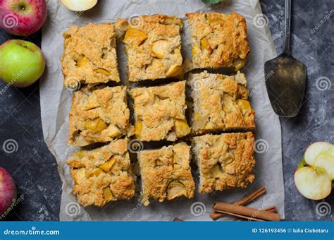 Freshly Baked Apple Pie Cut into Pieces, Homemade Bakery, Top View Stock Photo - Image of cooked ...