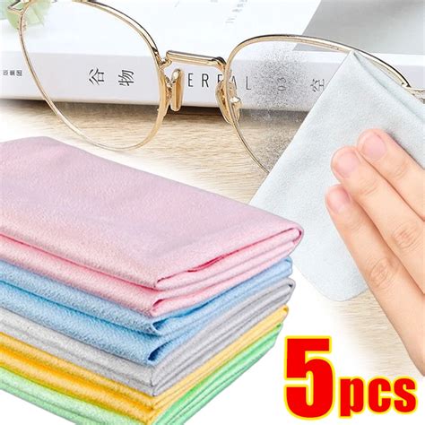 5pcs Lots High Quality Chamois Glasses Cleaner Double Sided 14 17cm Velet Glasses Cleaning Cloth