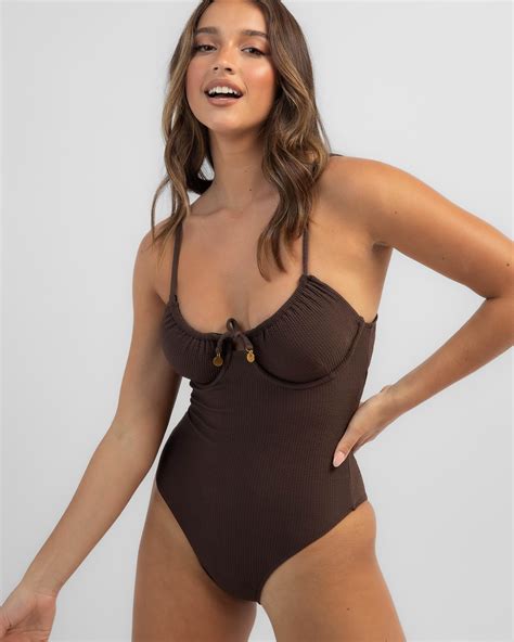 Shop Kaiami Evita Balconette One Piece Swimsuit In Dark Choc Fast