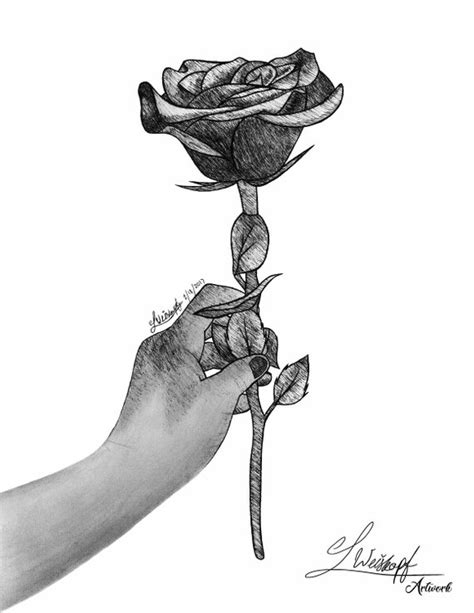 Hand Holding A Rose Drawing at PaintingValley.com | Explore collection ...