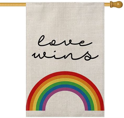 Htww Love Wins Rainbow Garden Flag Vertical Double Sided Pride Gay