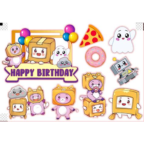 Lankybox Happy Birthday Decoration Set Cake Topper For Birthday Cake