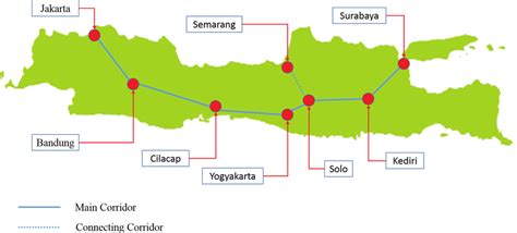 Route 1 from Jakarta-Surabaya high-speed train. | Download Scientific ...