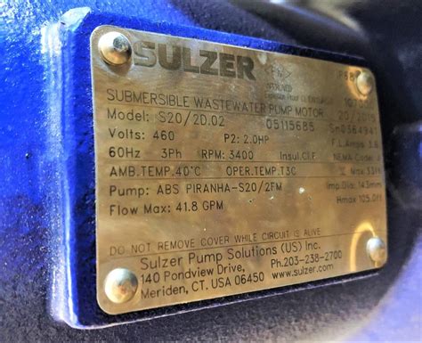 Sulzer Abs Piranha S20 Submersible Wastewater Pump