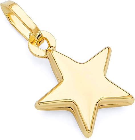 14k Real Yellow Gold Star Charm Pendant The World Jewelry