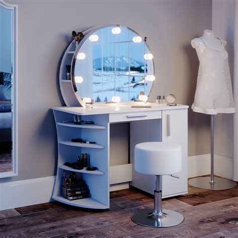 Coiffeuse Almina En Blanc Tabouret Lumi Re Led Acheter