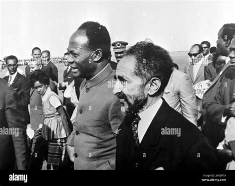 President Kwame Nkrumah Of Ghana With Emperor Haile Selassie At African