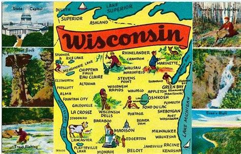 Vintage Wisconsin Postcard Greetings From Wisconsin Unused Etsy