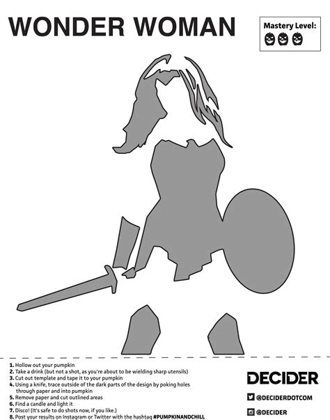 Wonder Woman (Pumpkin Stencil - Pumpkin Pattern - Pumpkin Template ...