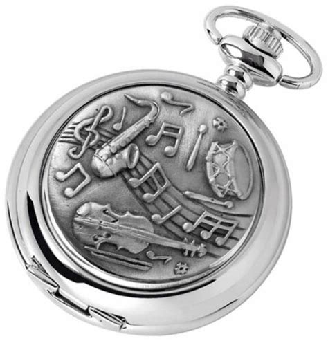 Woodford Mens Musical Chrome Plated Full Hunter Quartz Pocket Watch