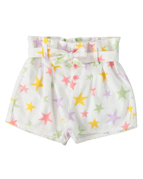 Riachuelo Short Jeans Color Infantil Clochard Estrelas Branco Tam 4 A