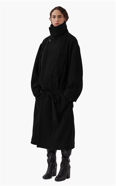 Lemaire Bathrobe Coat Soft Alpaca Wool Black Cultizm