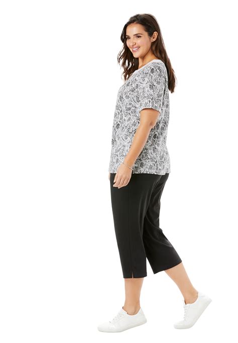 Woman Within Womens Plus Size 2 Piece Tunic And Capri Set Ebay