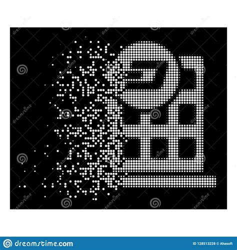 Icono Del Edificio White Sparkle Pixel Halftone Dash Company