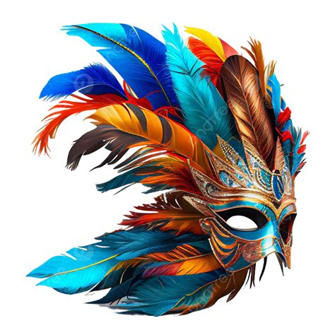Linda Máscara De Carnaval Do Brasil Com Penas Png Mascara De Carnaval