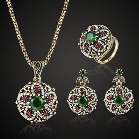 Colorful Turkish Jewelry Sets Fashion Women Vintage Necklace Earring