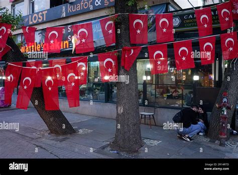 Ankara Turkey Th May A Street Decorated With Turkish Flags