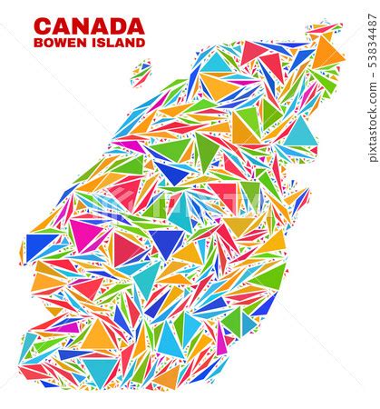 Bowen Island Map - Mosaic of Color Triangles - Stock Illustration ...