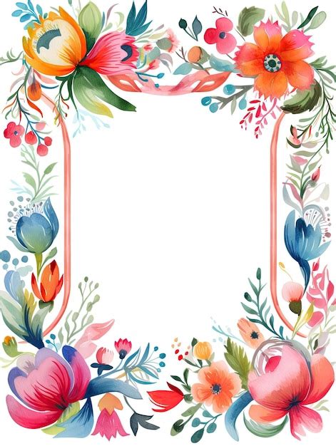 Premium Photo A Colorful Floral Border With Flowers And A Frame For