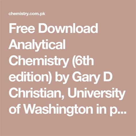 Discover Analytical Chemistry 6th Edition By Gary D Christian