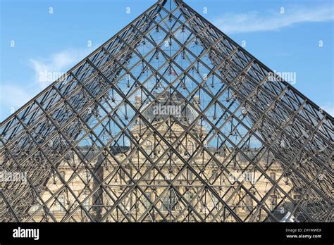 The Glass Pyramid in Louvre Paris, France. It serves as the main ...