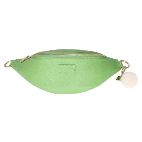 Bum Bag Leather Crossbody Bag In Kelly Green Pom Pom London