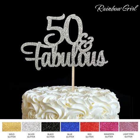 50 Fabulous Cake Topper 50th Birthday Party Decorations Many Colors