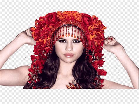 Selena Gomez Selena Gomez tenant un décor de tête de fleur rouge png