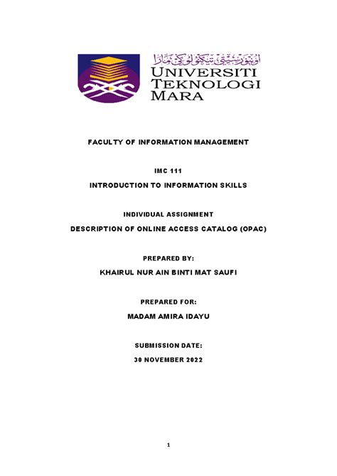 Web Opac Imc Assignment Semester Faculty Of Information