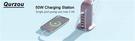 Qurzou 50W USB Charging Station Multi 6 Port USB Tower Charger Plug For