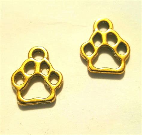 Gold Paw Print Charm 50 Pcs Gold Paw Prints Gold Dog Etsy