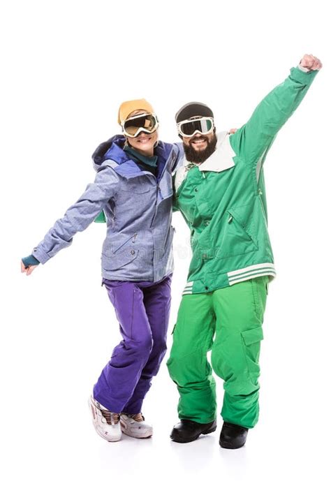 Snowboarders In Snowboarding Glasses Stock Image Image Of Gesture