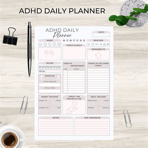 Adhd Daily Planner Printable Adhd Brain Daily Planner Adhd Journal Etsy Australia