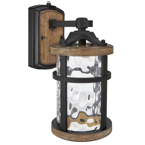 Maxxima Led Outdoor Wall Light Black W Wood Grain Style Finish Clear