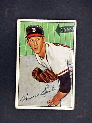 Bowman Warren Spahn G To Vg Boston Braves Crease Ebay