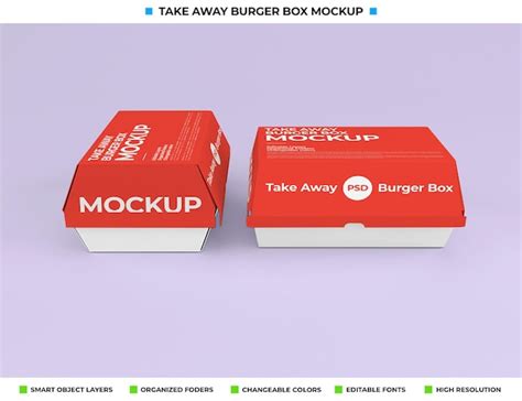 Premium Psd Take Away Food Box Package Mockup Design