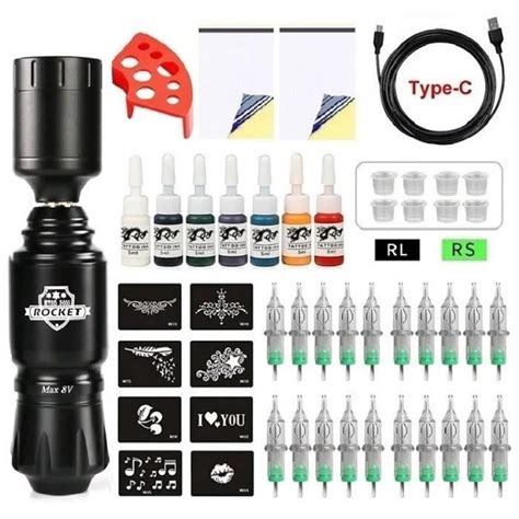 Kit Complet De Machine Tatouer Sans Fil Rotaty R Glable Vitesse Rca