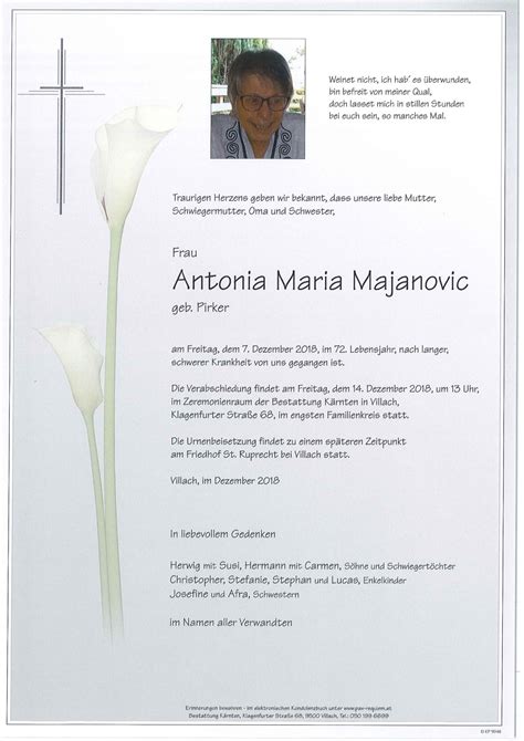 Parte für Antonia Maria Majanovic pax requiem