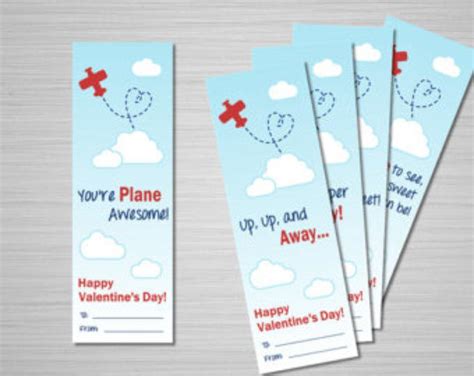 Paper Airplane Valentines Printable Download Set Of 3 Etsy