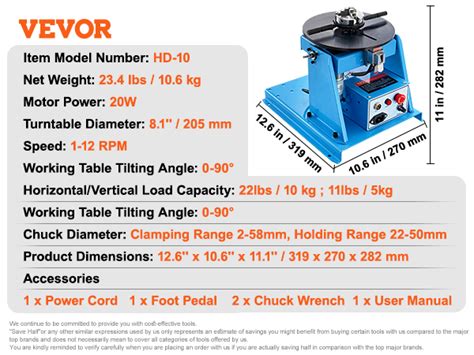 Vevor Rotary Welding Positioner Kg Welding Positioning