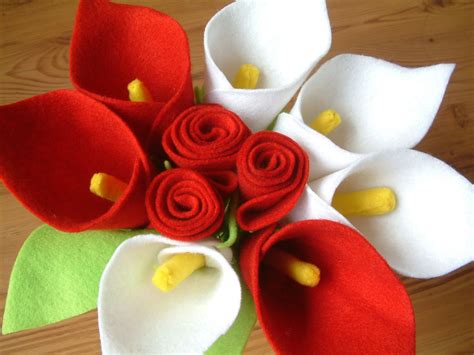 Felt Calla Lily And Rose Bouquet Fairyfox Felt Flower Bouquet Felt