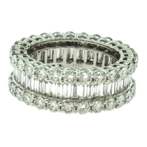 Elegant Baguette And Round Diamond Three Row Band For Sale At Stdibs