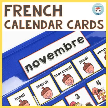 French Calendar Cards Calendrier de classe NOVEMBRE en français