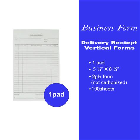 Business Form Delivery Receipt Form Sales Order Form 1pad Shopee